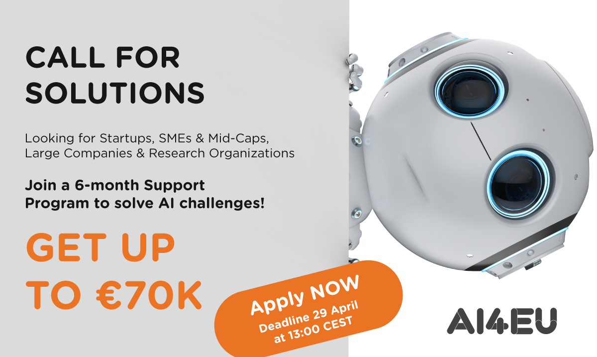 Learn how to get up to €70k to solve Artificial Intelligence challenges in the AI4EU Call for Solutions